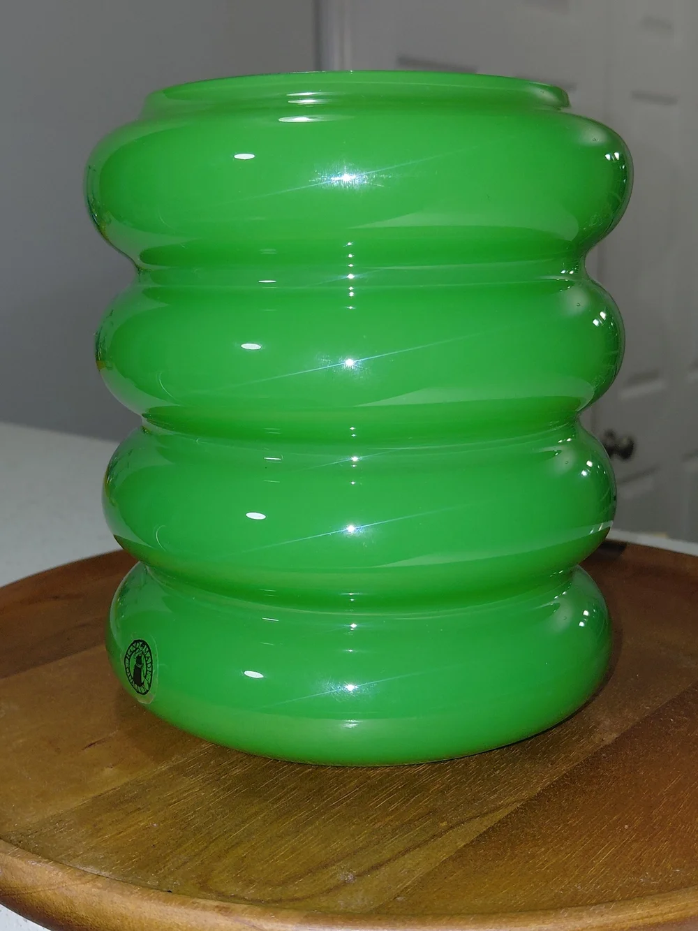 IKEA Green Ribbed  Vintage Limited Edition IKEA Solstrale Green Glass Vase